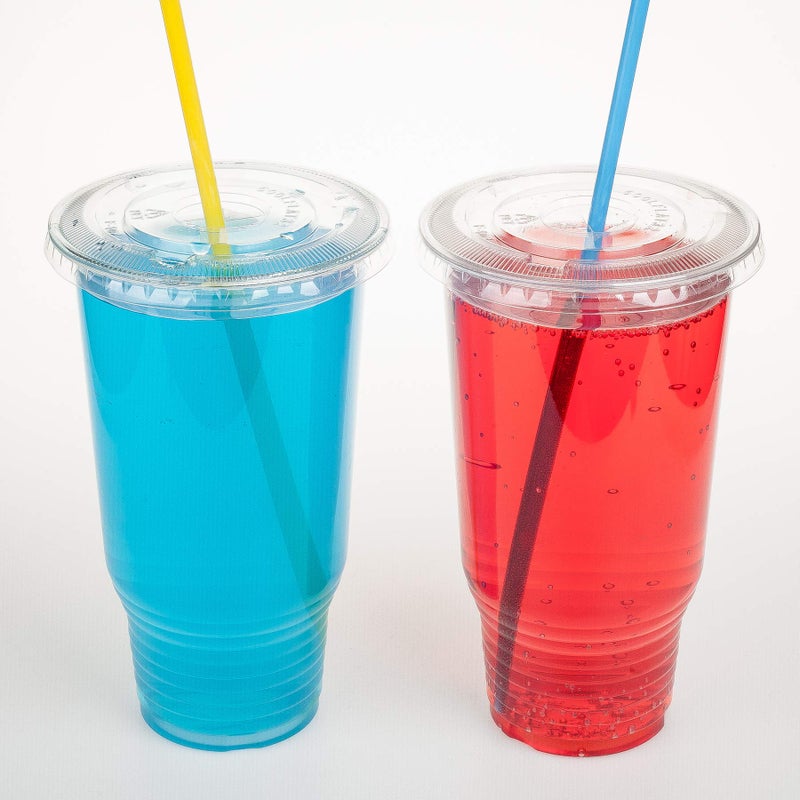 Golden Apple Cup series, 32oz Clear Plastic cups with Flid lids with X hole 25sets - Image 4